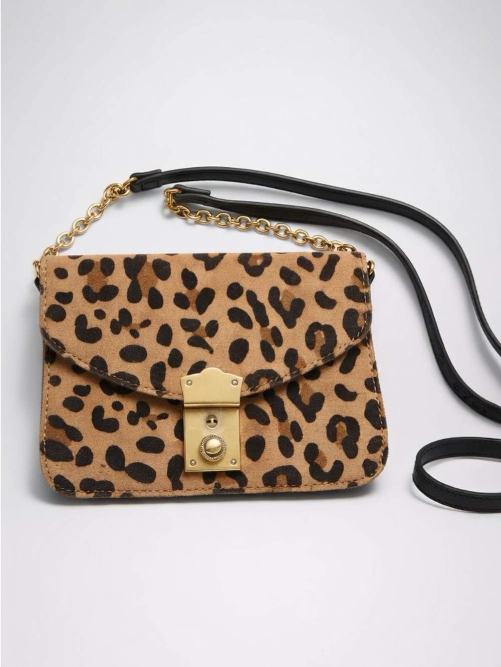 American Eagle Mini Crossbody Purse Brown/Black Leopard Print